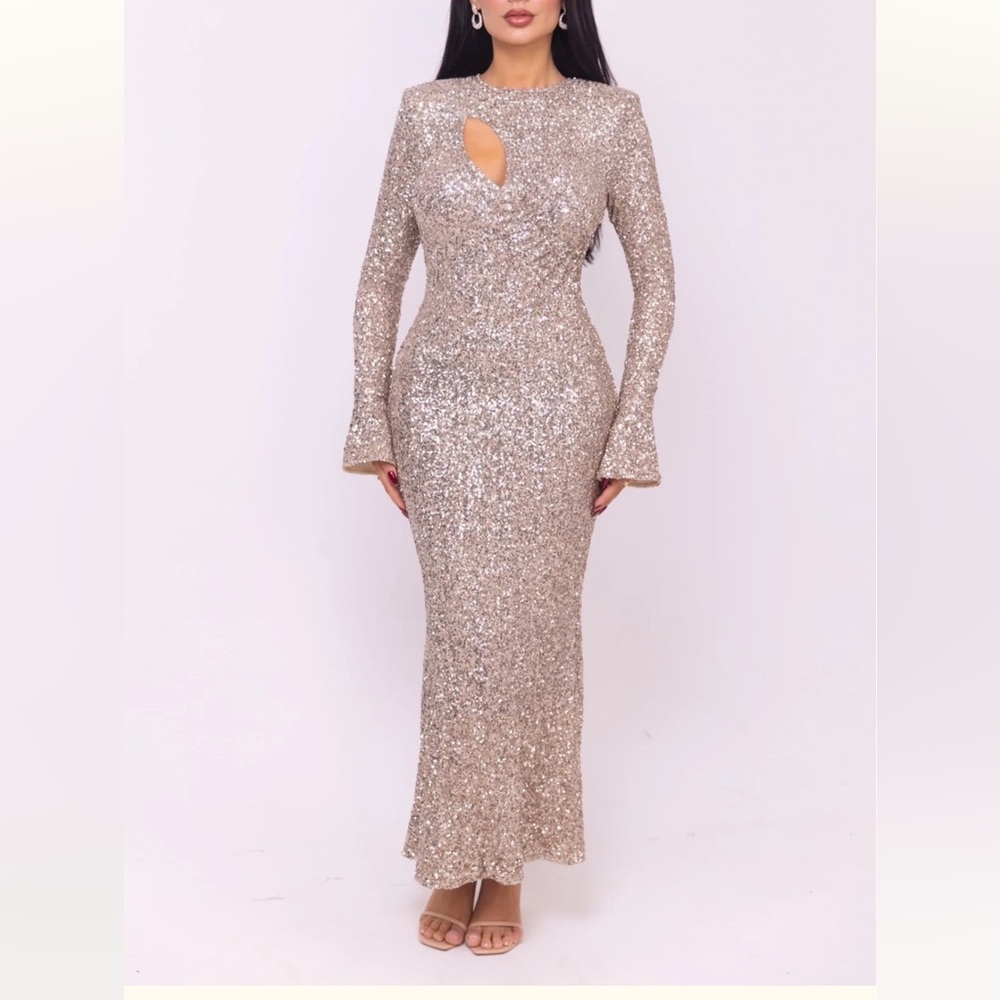 Glamorous Long Sleeve Sequin Dress